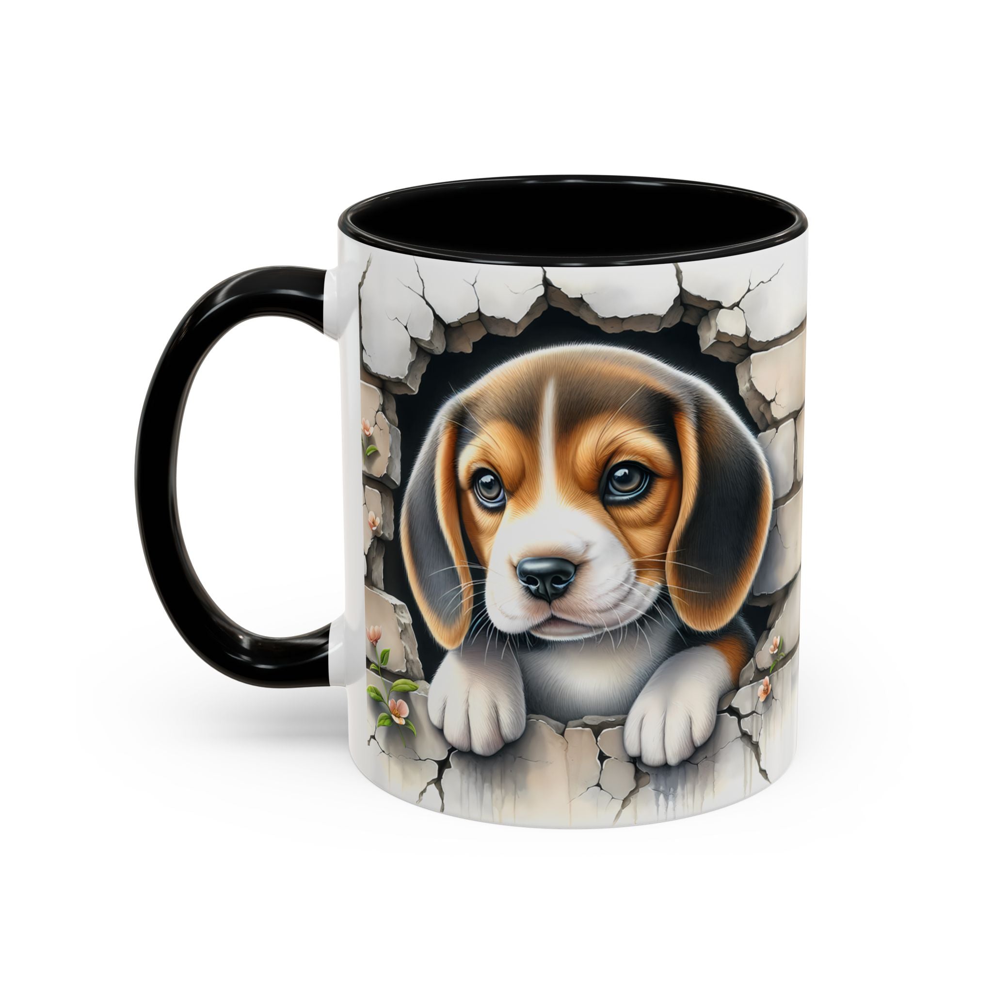 Beagle Puppy Peek Accent Coffee Mug – Cute Dog Gift (11/15 oz)