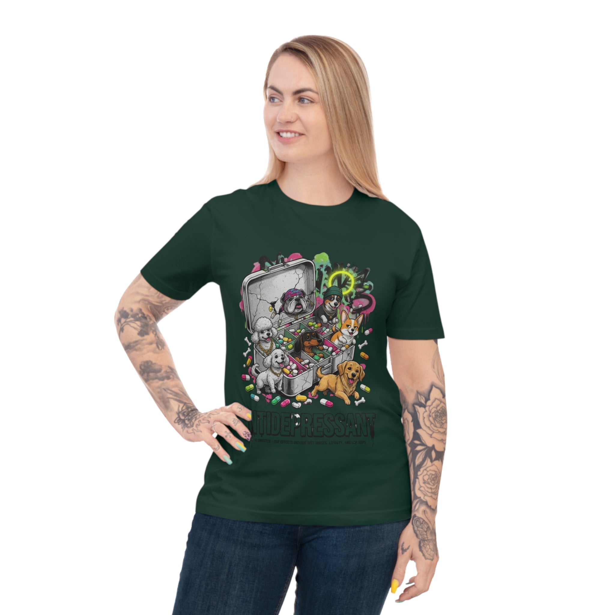 Antidepressant Pets T-Shirt — Emotional Support Pet & Pill Box Graphic Tee