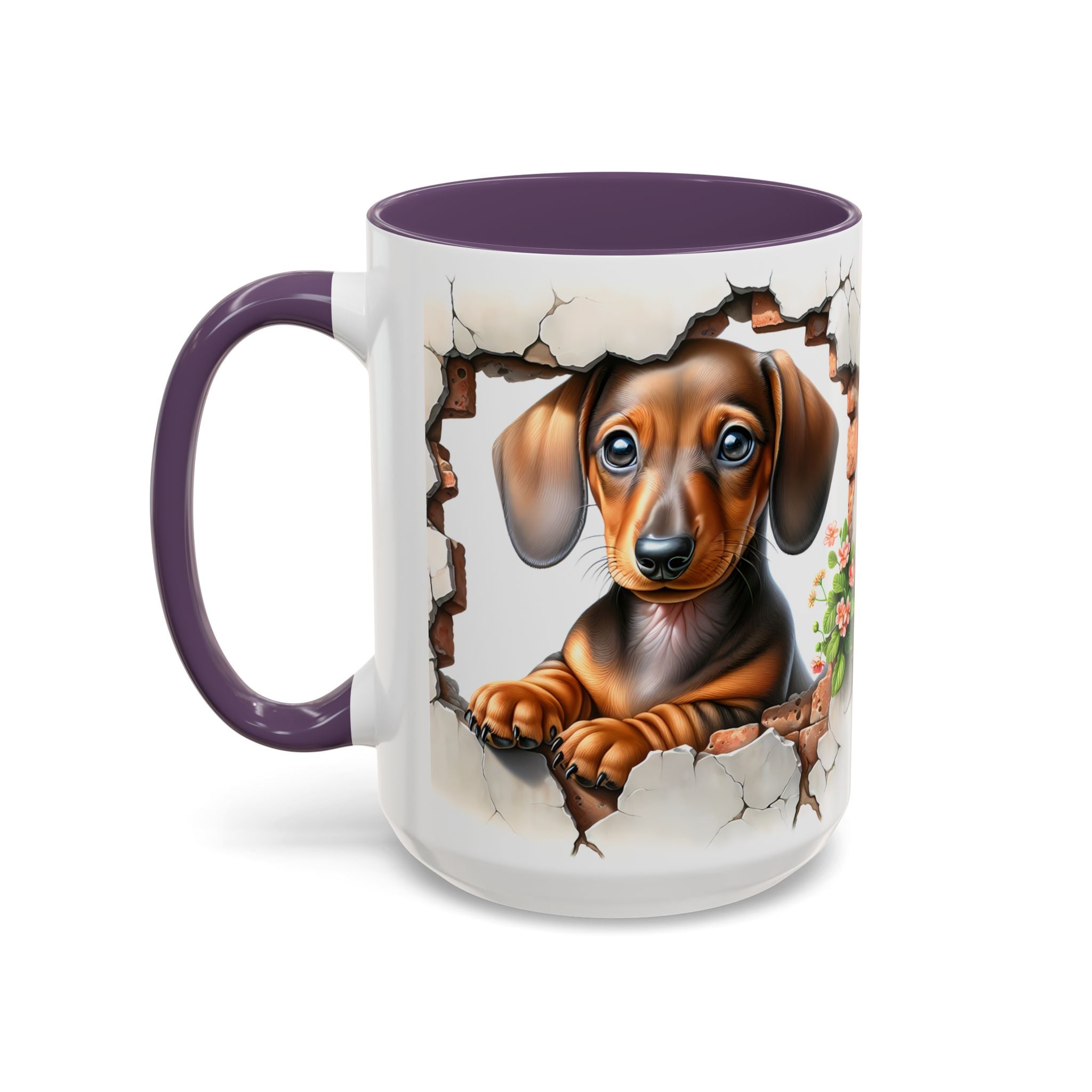 Dachshund Peek-A-Boo Accent Coffee Mug — Cute Puppy Dog Gift (11/15oz)