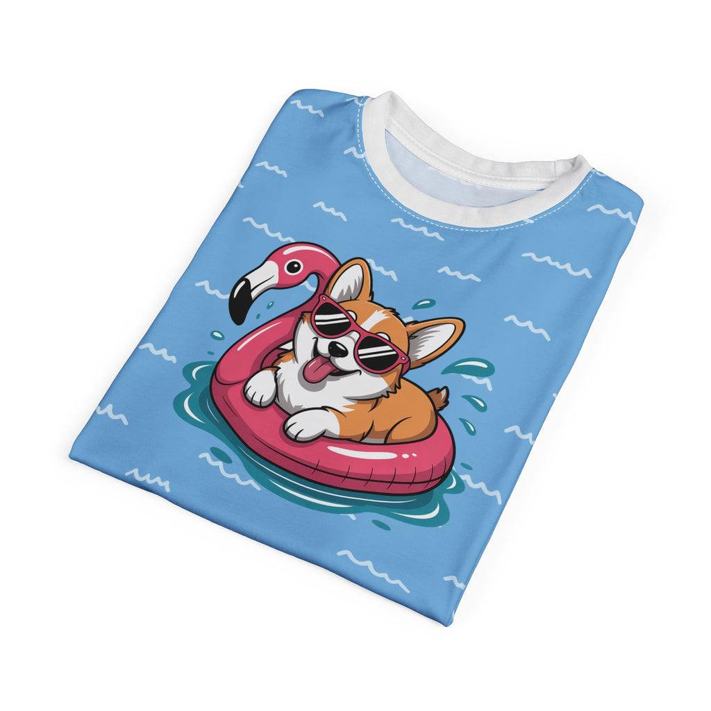 Corgi Beach Day All-Over Print Tee — Funny Corgi Sunglasses Summer Shirt