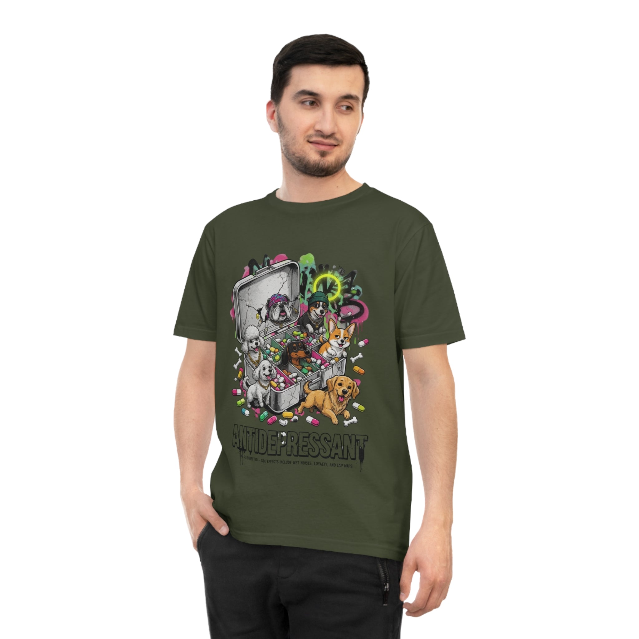 Antidepressant Pets T-Shirt — Emotional Support Pet & Pill Box Graphic Tee