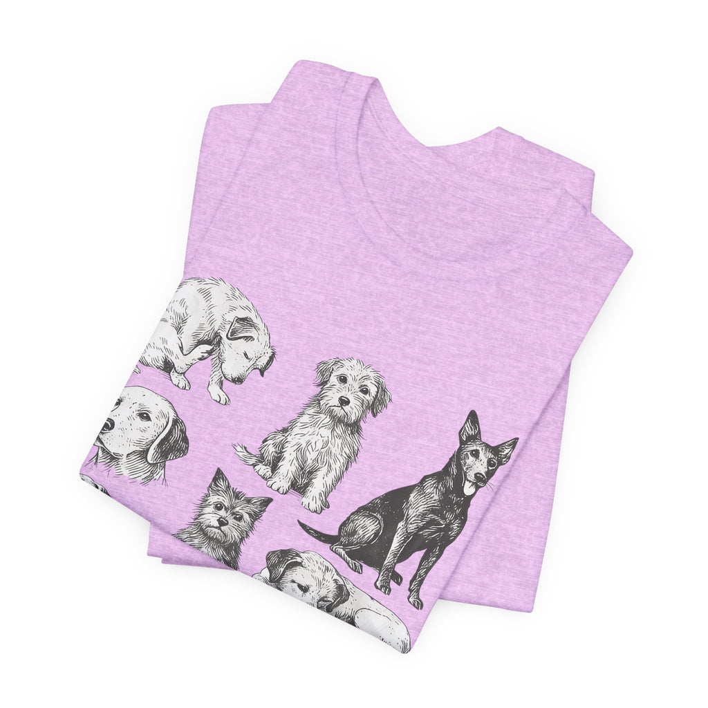Dog Breed Sketches T-Shirt — Hand-Drawn Puppy Portraits Tee