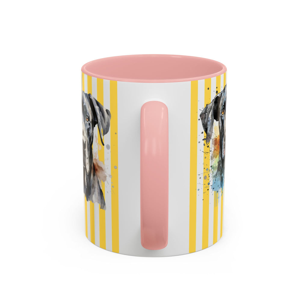 Personalised Dog Accent Coffee Mug — Yellow Striped Dog Lover Gift (11/15 oz)