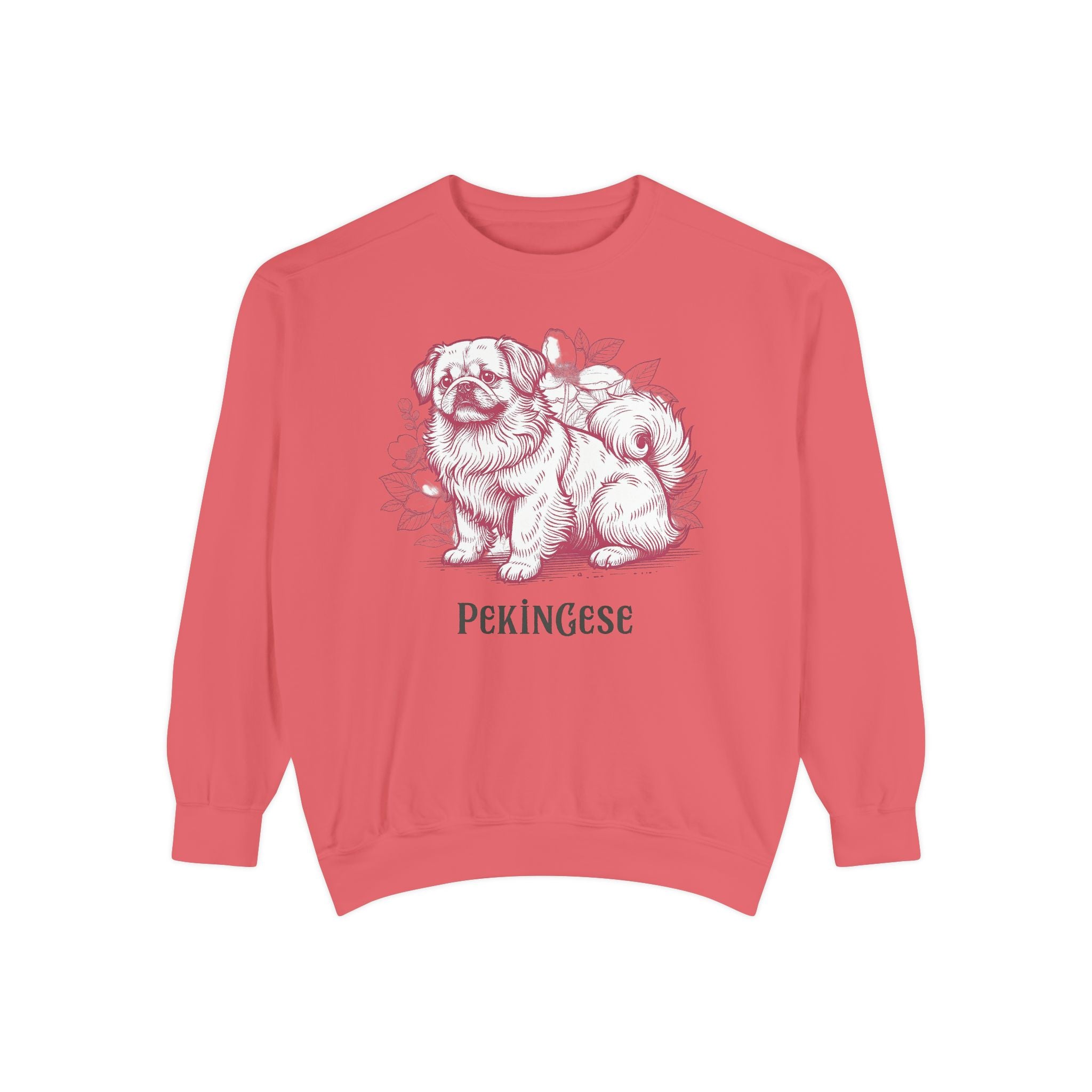 Pekingese Floral Sweatshirt — Vintage Sketch Dog Crewneck