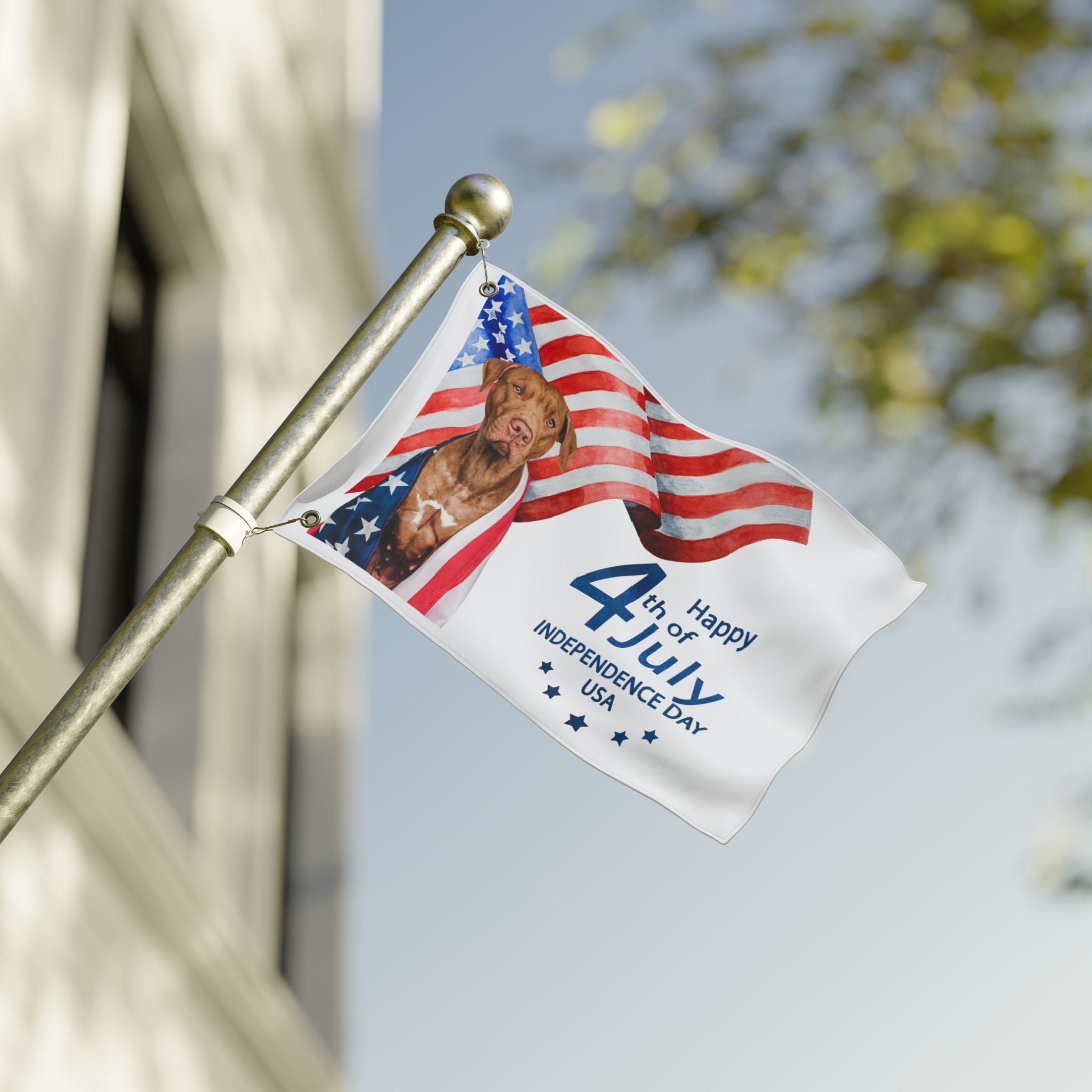 4th of July Dog Flag — Double-Sided American Independence Day Garden Banner