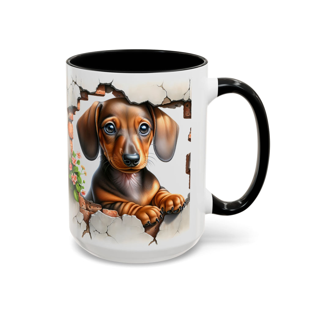 Dachshund Peek-A-Boo Accent Coffee Mug — Cute Puppy Dog Gift (11/15oz)