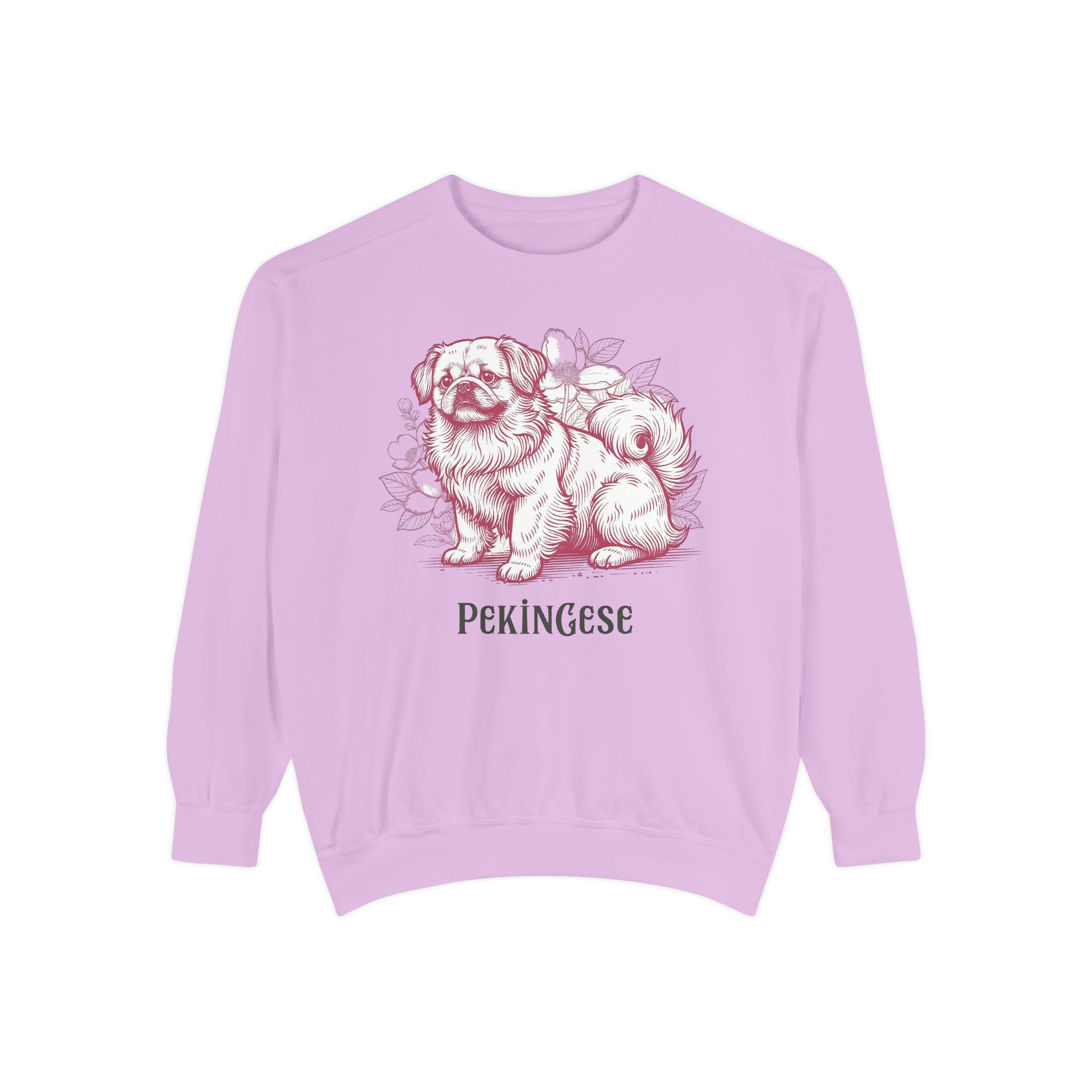 Pekingese Floral Sweatshirt — Vintage Sketch Dog Crewneck