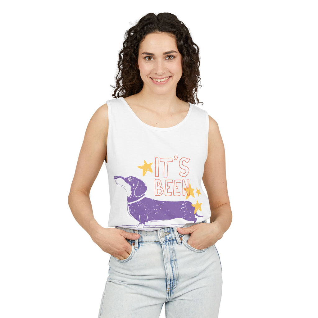 Dachshund Skateboard Tank — "It's Been a Looong Day" Cute Dog Graphic Tank Top