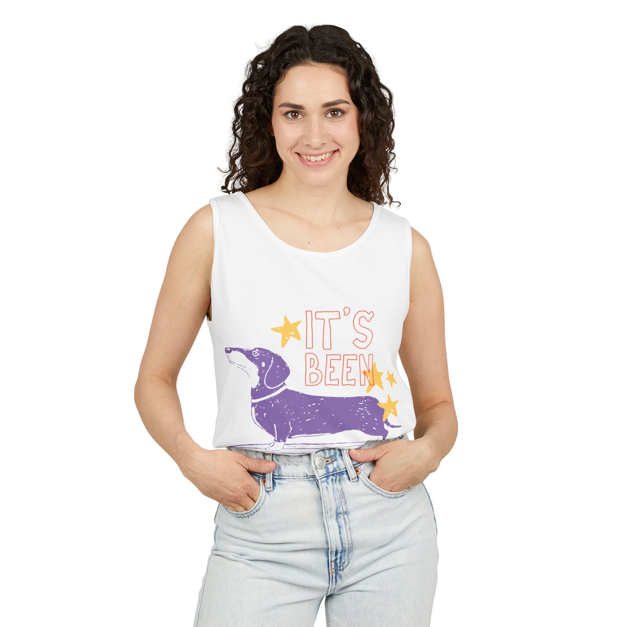 Dachshund Skateboard Tank — "It's Been a Looong Day" Cute Dog Graphic Tank Top