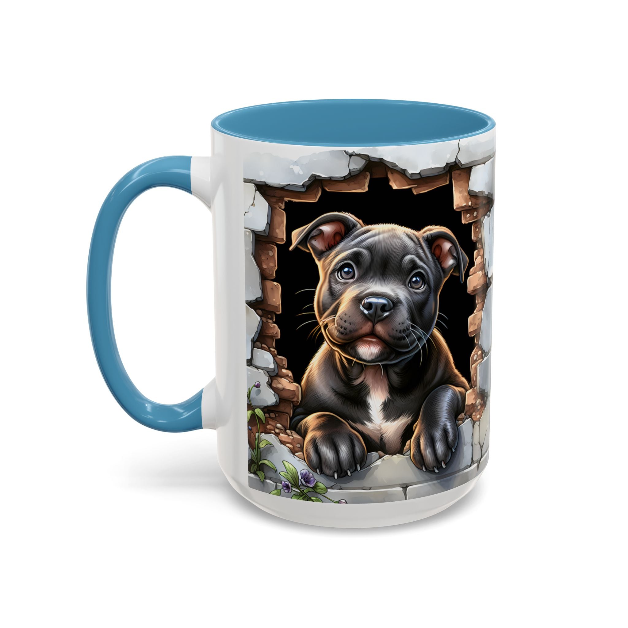 Pit Bull Puppy Peek Accent Coffee Mug – Cute Dog Lover Gift (11/15oz)
