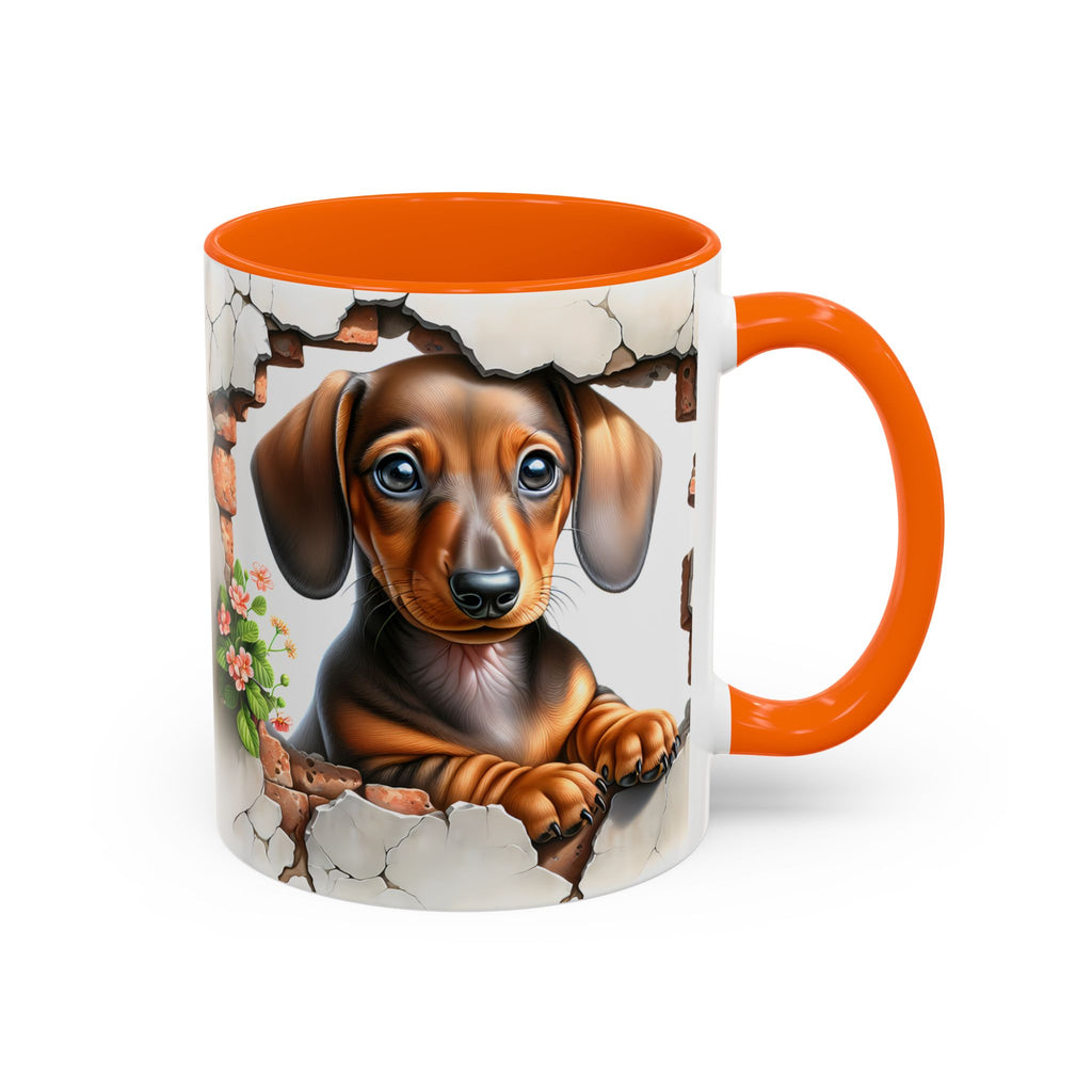Dachshund Peek-A-Boo Accent Coffee Mug — Cute Puppy Dog Gift (11/15oz)