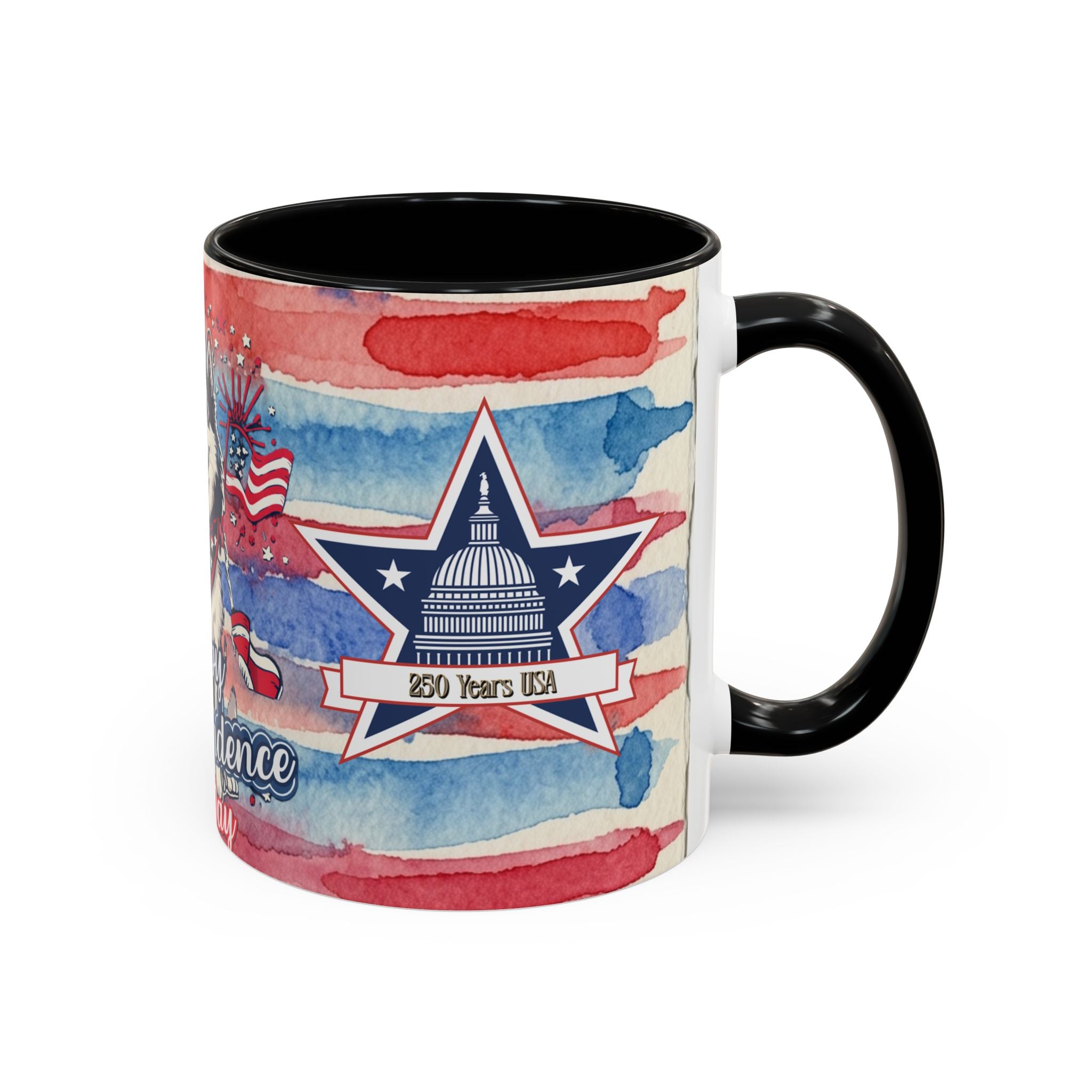Independence Day Husky Coffee Mug — Happy 4th of July Patriotic Accent Mug (11/15oz)