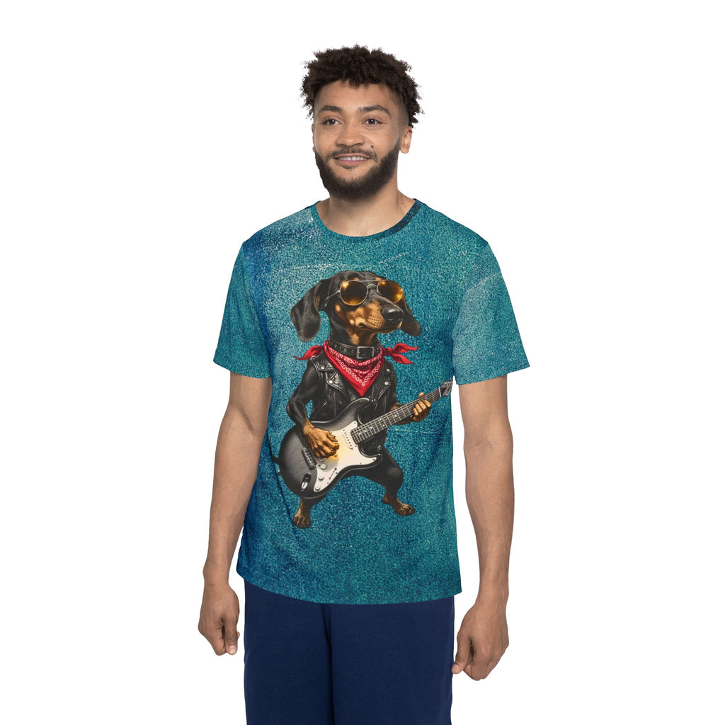 Dachshund Guitar Tee — Rocker Dog Graphic Sports Jersey