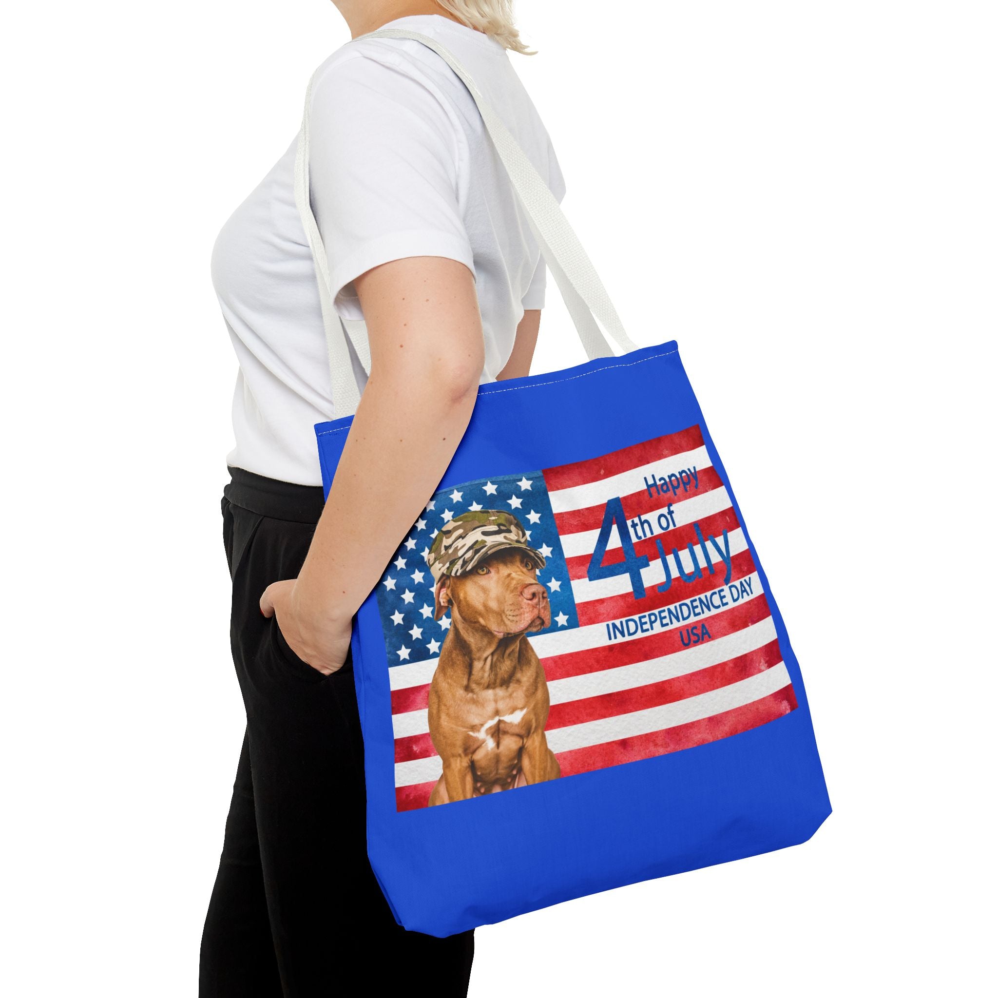 Independence Day Dog Tote Bag — Happy 4th of July USA Flag Tote