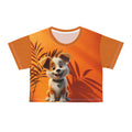 Cute Puppy Crop Tee — Sunny Orange All-Over Print