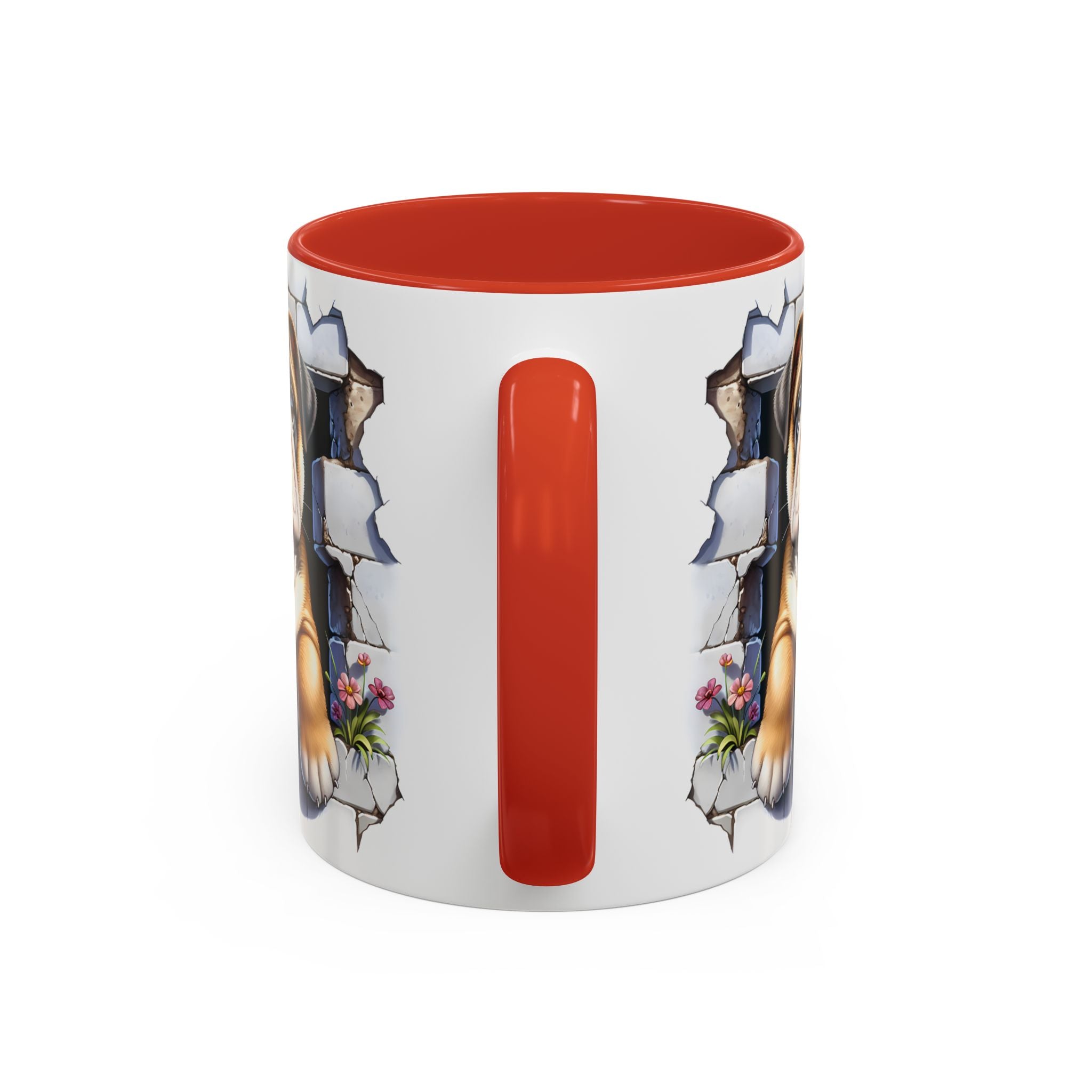 Bulldog Peek-A-Boo Accent Coffee Mug — Cute English Bulldog Coffee Cup (11/15 oz)