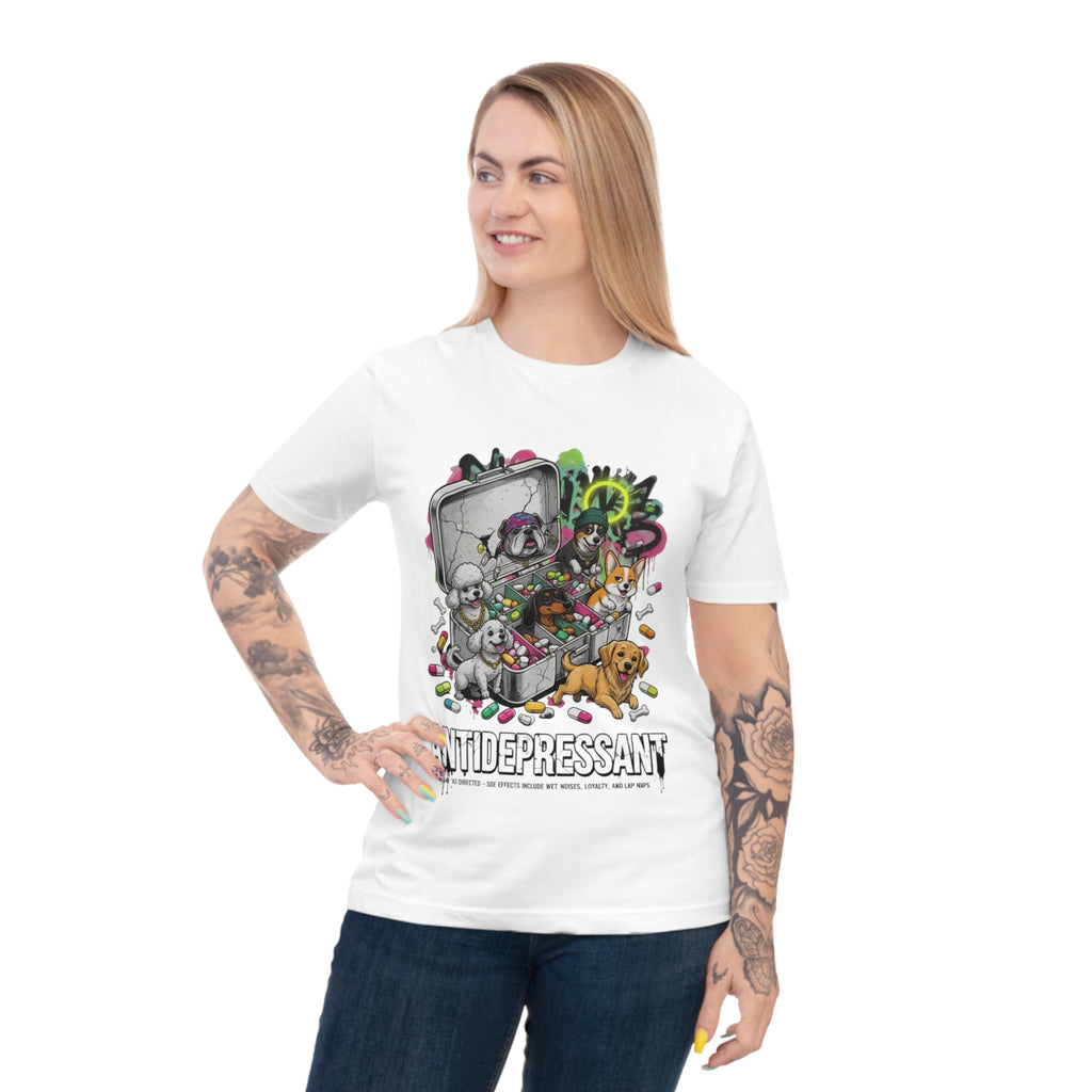 Antidepressant Pets T-Shirt — Emotional Support Pet & Pill Box Graphic Tee