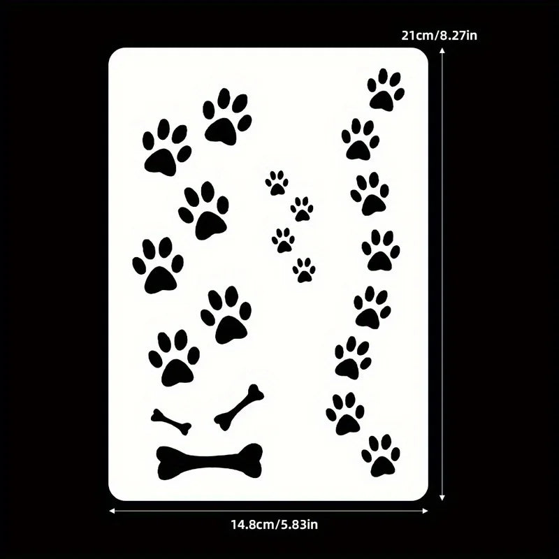 Reusable Dog Paw Print Stencil — A4 Size for DIY Wall & Floor Art