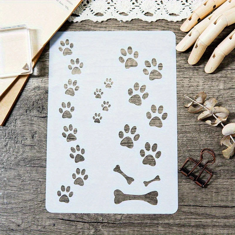 Reusable Dog Paw Print Stencil — A4 Size for DIY Wall & Floor Art