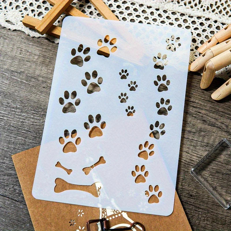 Reusable Dog Paw Print Stencil — A4 Size for DIY Wall & Floor Art
