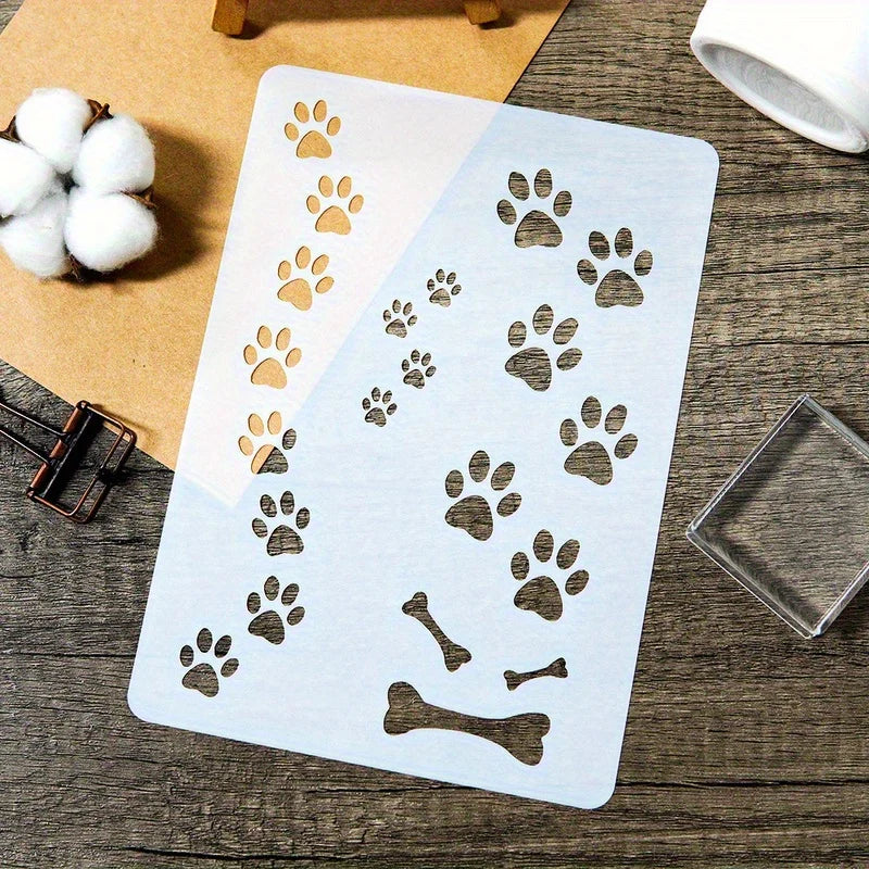 Reusable Dog Paw Print Stencil — A4 Size for DIY Wall & Floor Art