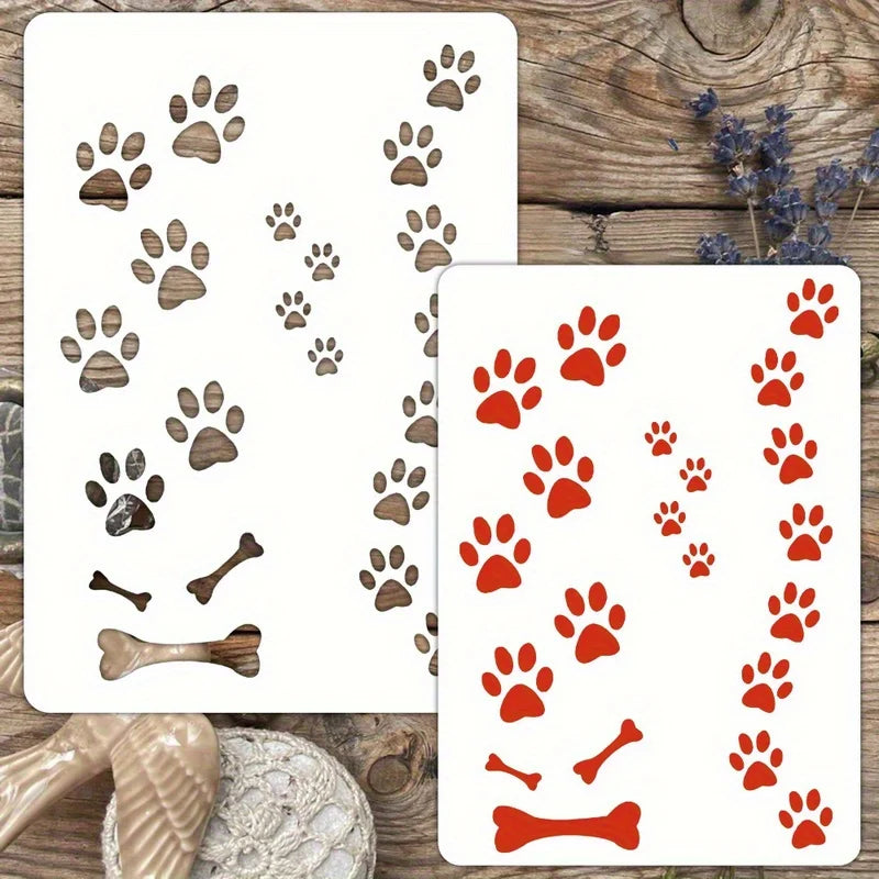 Reusable Dog Paw Print Stencil — A4 Size for DIY Wall & Floor Art