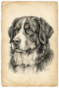 Bernese Mountain Dog Pencil Portrait – Downloadable Wall Art