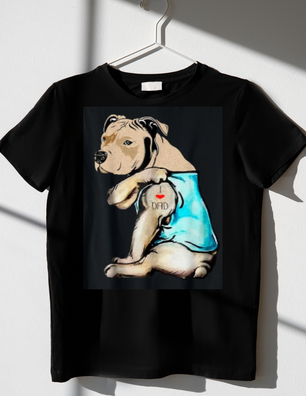 Pitbull I Love Dad Tattoo T-Shirt