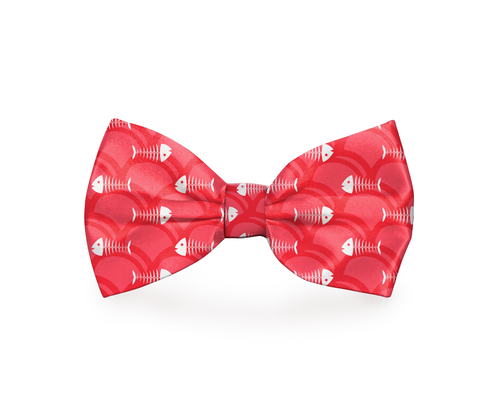 Fish Bone Pattern Dog Bow Tie — Fun Red Design for Dogs