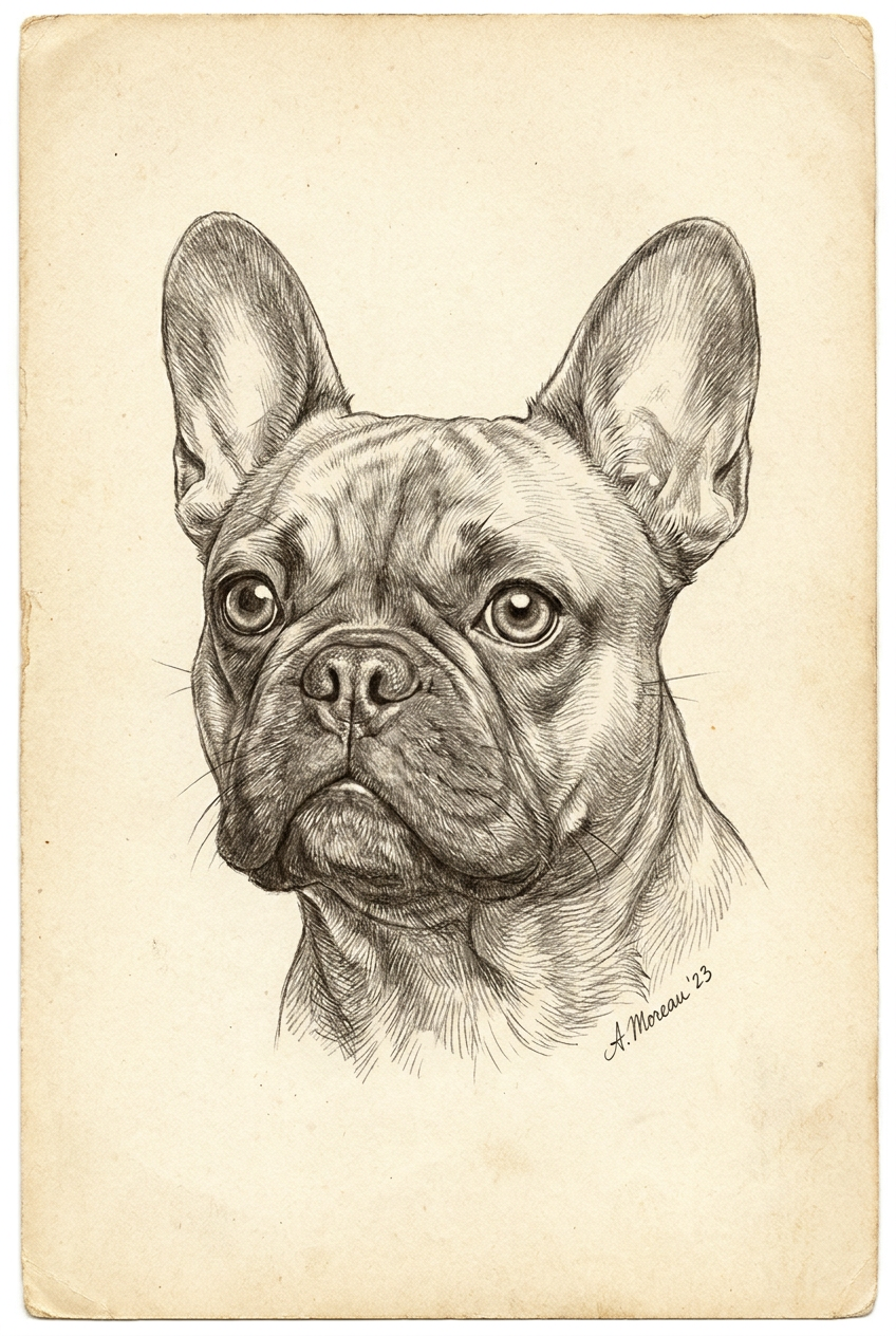 French Bulldog Pencil Portrait – Downloadable Wall Art