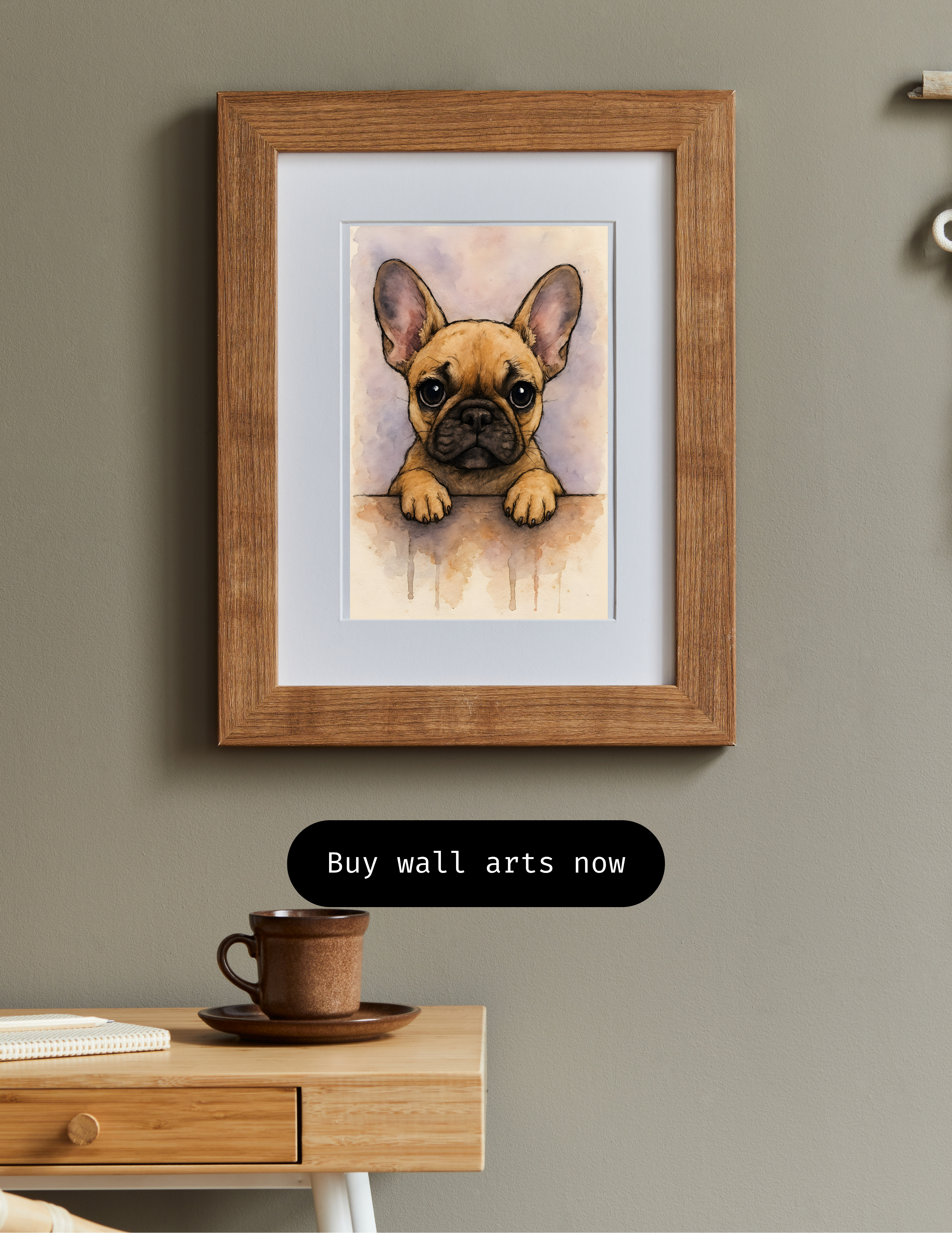 Frenchie Watercolour Portrait – Downloadable Wall Art