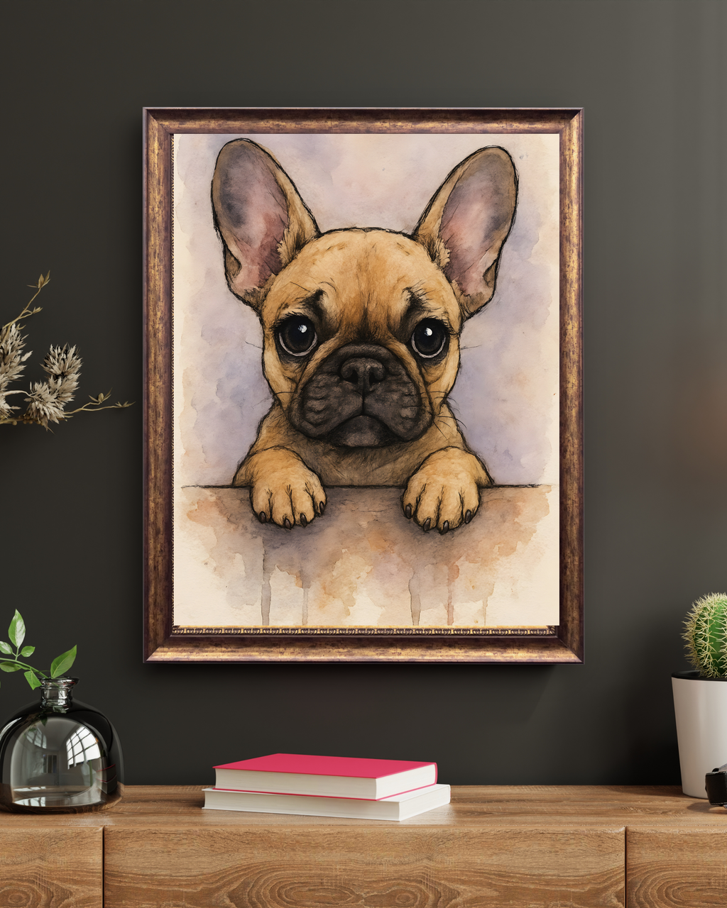 Frenchie Watercolour Portrait – Downloadable Wall Art