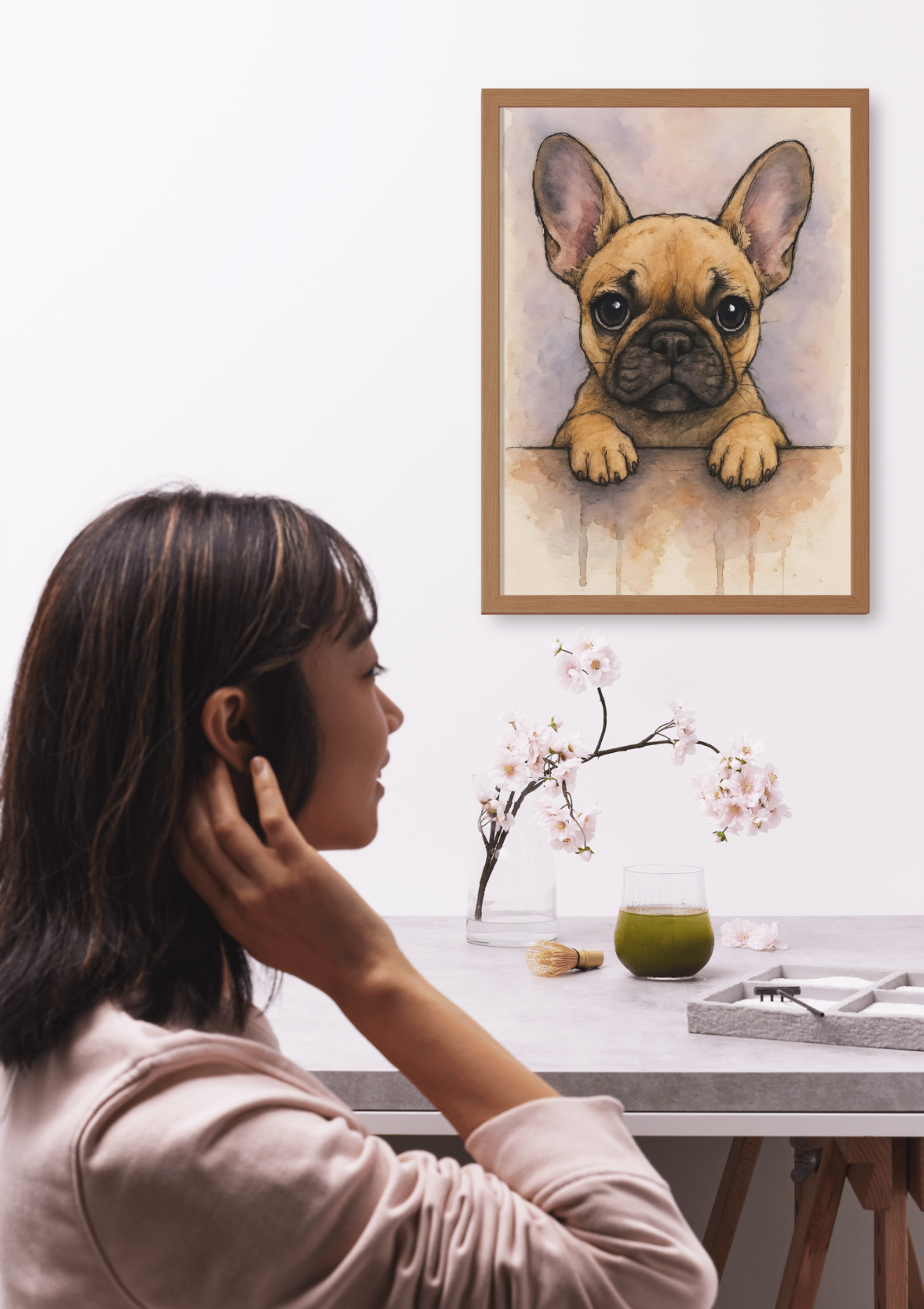 Frenchie Watercolour Portrait – Downloadable Wall Art