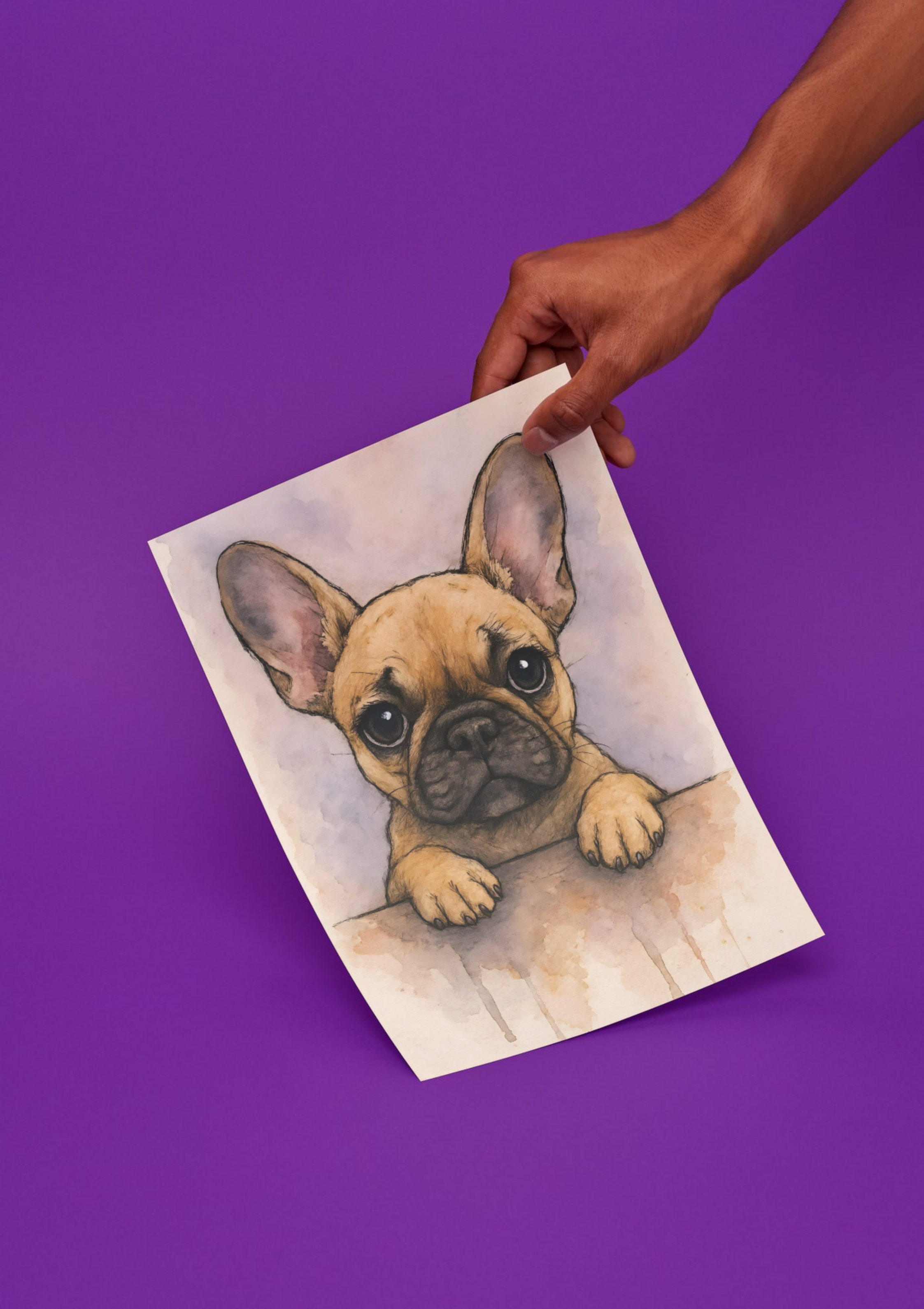 Frenchie Watercolour Portrait – Downloadable Wall Art