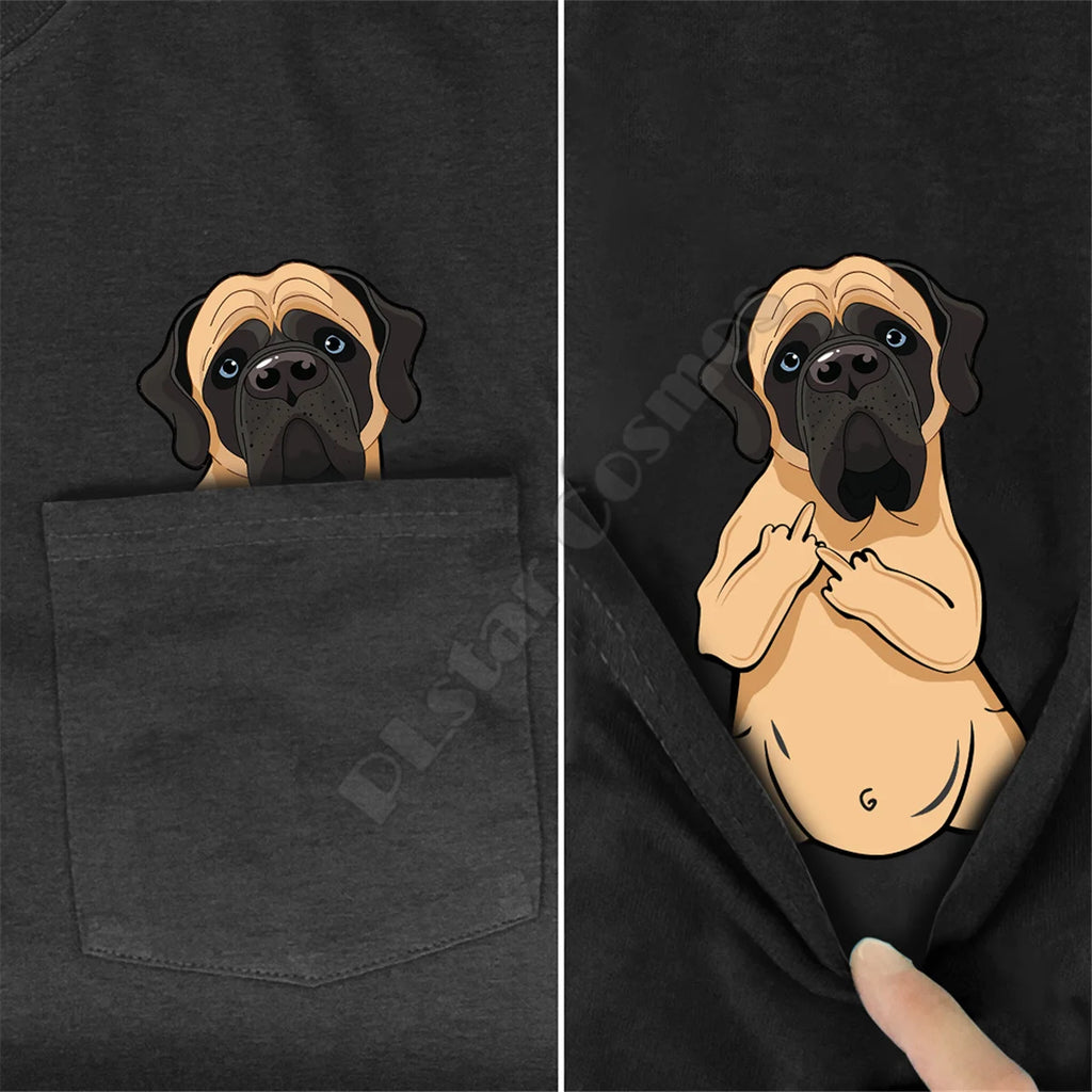 Border Collie Pocket Print T-Shirt – Funny Dog Lover Tee