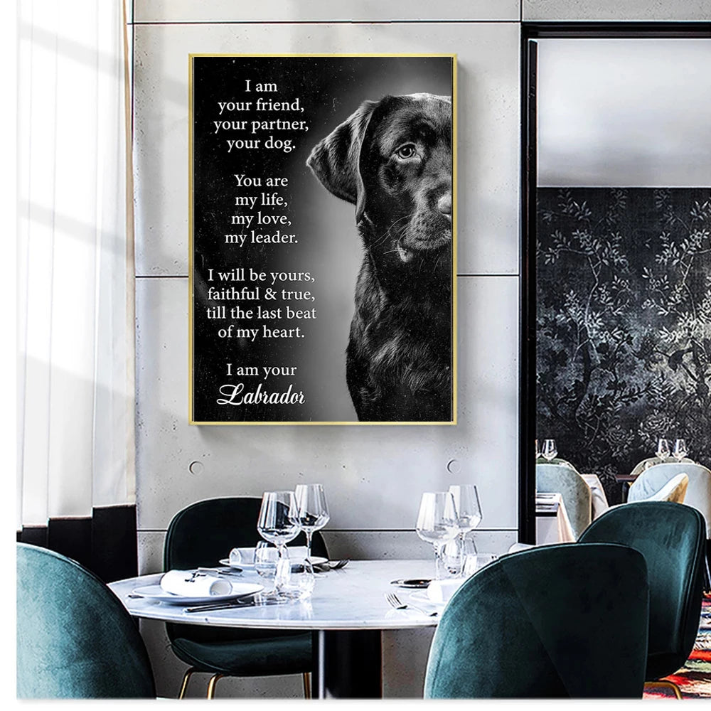 Dog Canvas Wall Art Poster – Animal Print for Living Room Home Decor