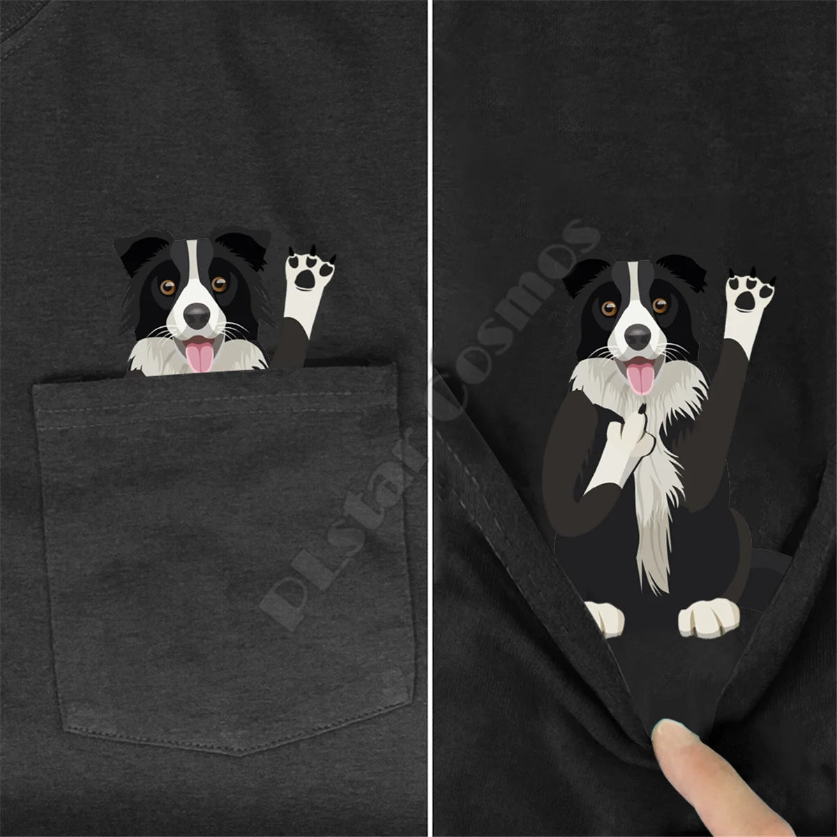 Border Collie Pocket Print T-Shirt – Funny Dog Lover Tee