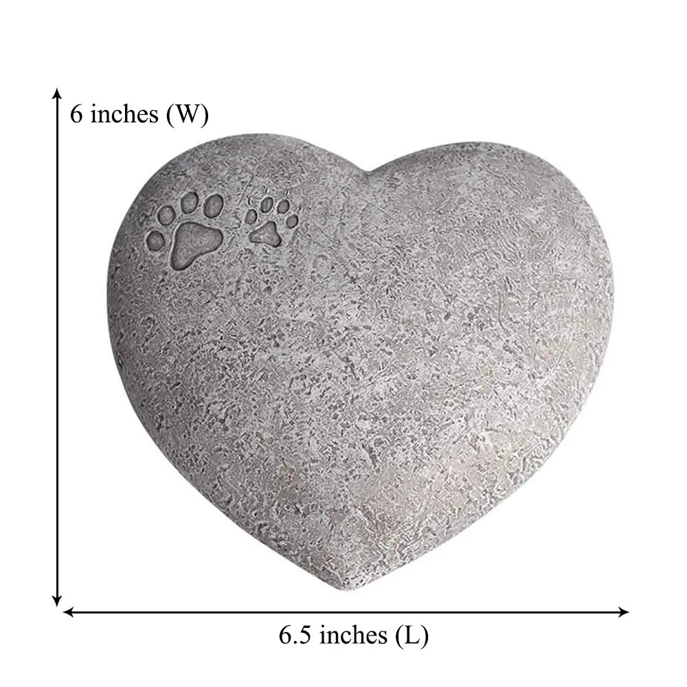Pet Memorial Heart-Shaped Paw Print Stone – Indoor & Outdoor Grave Marker for Dogs & Cats