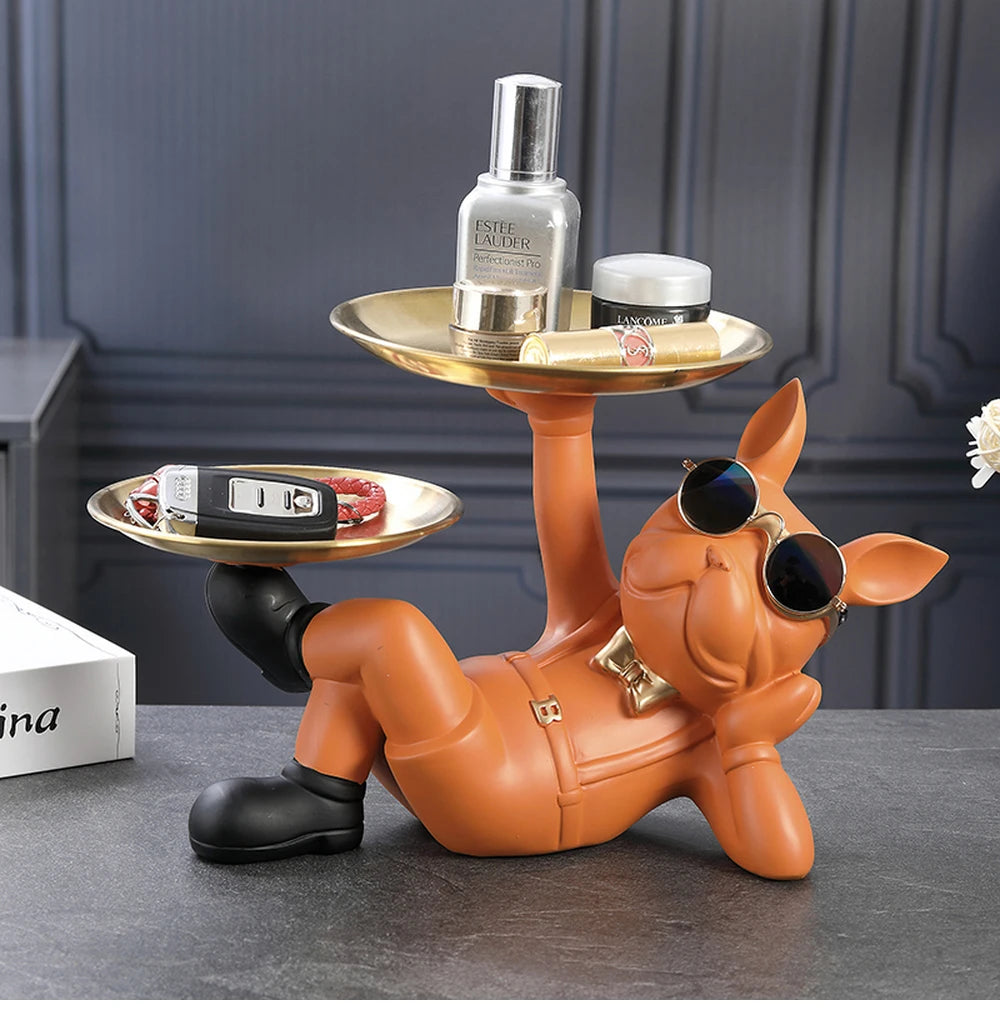 Colourful Bulldog Statue – Resin Dog Figurine for Home Decor, Shelf & Desk