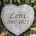 Pet Memorial Heart-Shaped Paw Print Stone – Indoor & Outdoor Grave Marker for Dogs & Cats