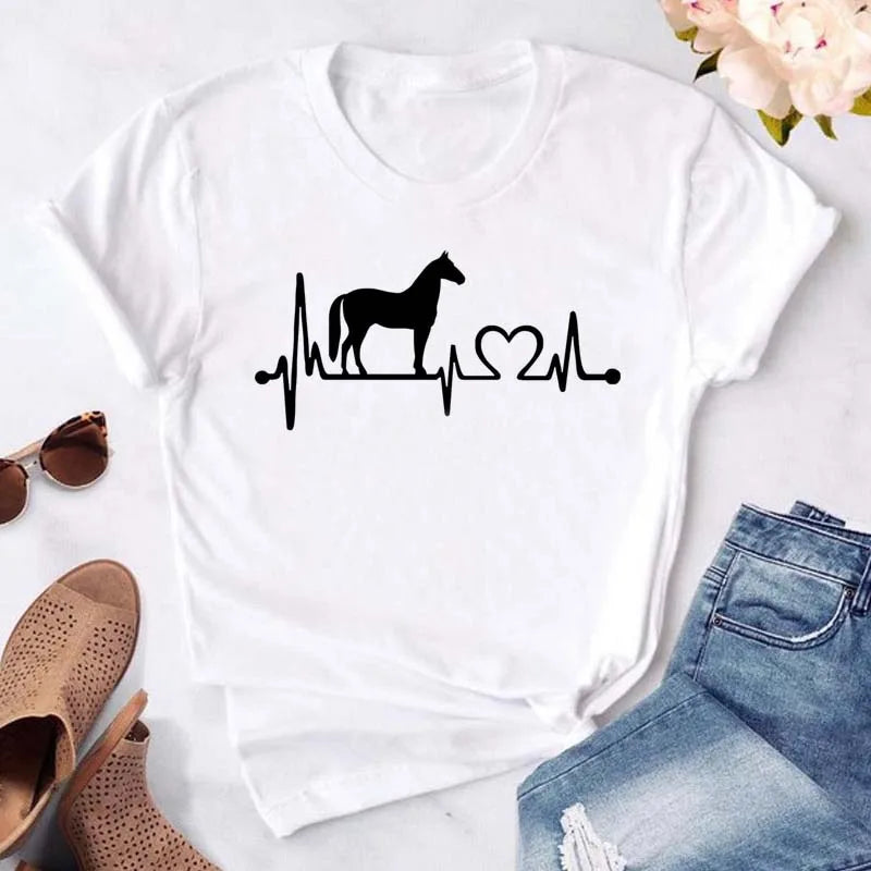 Dog Paw Heart Print T-Shirt — Funny Cartoon Tee for Dog Lovers