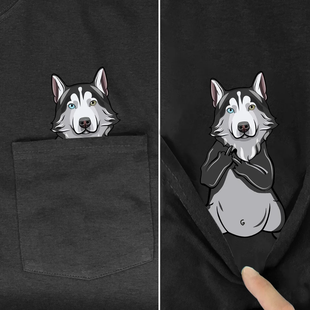 Border Collie Pocket Print T-Shirt – Funny Dog Lover Tee