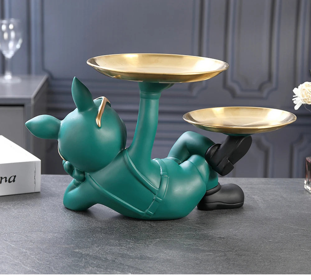 Colourful Bulldog Statue – Resin Dog Figurine for Home Decor, Shelf & Desk