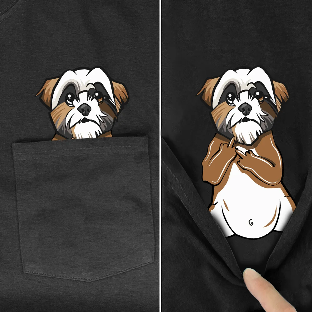 Border Collie Pocket Print T-Shirt – Funny Dog Lover Tee
