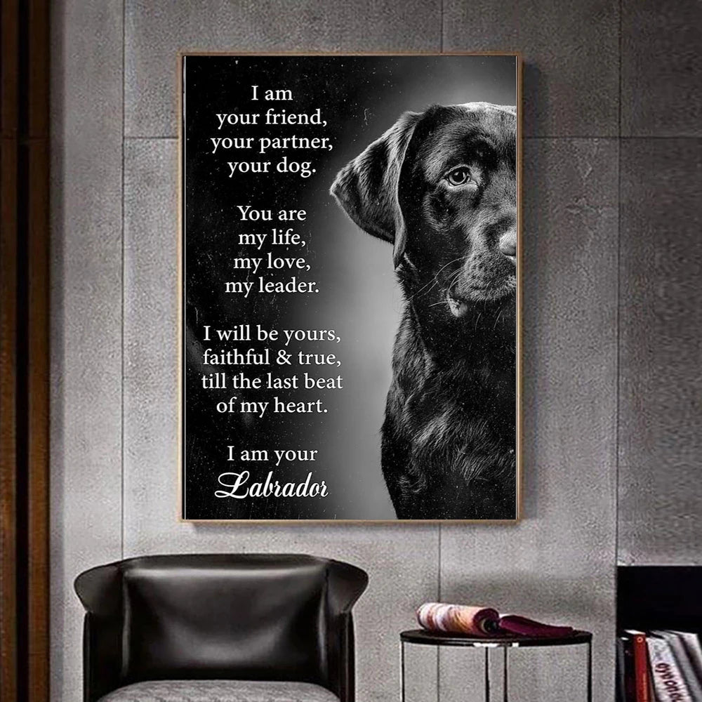 Dog Canvas Wall Art Poster – Animal Print for Living Room Home Decor