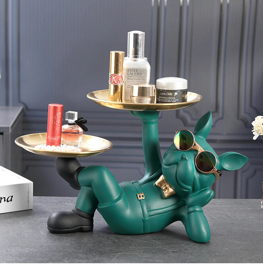 Colourful Bulldog Statue – Resin Dog Figurine for Home Decor, Shelf & Desk