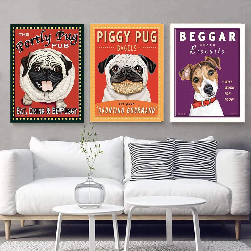Dog Canvas Wall Art Print — Unframed Poster for Dog Lovers