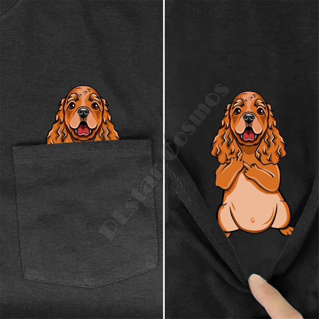 Border Collie Pocket Print T-Shirt – Funny Dog Lover Tee