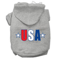 USA Star Screen Print Pet Hoodie — Grey (Extra Small)