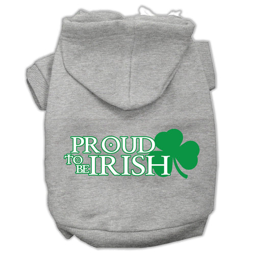 Proud to Be Irish Screen Print Pet Hoodie — Grey (Large)